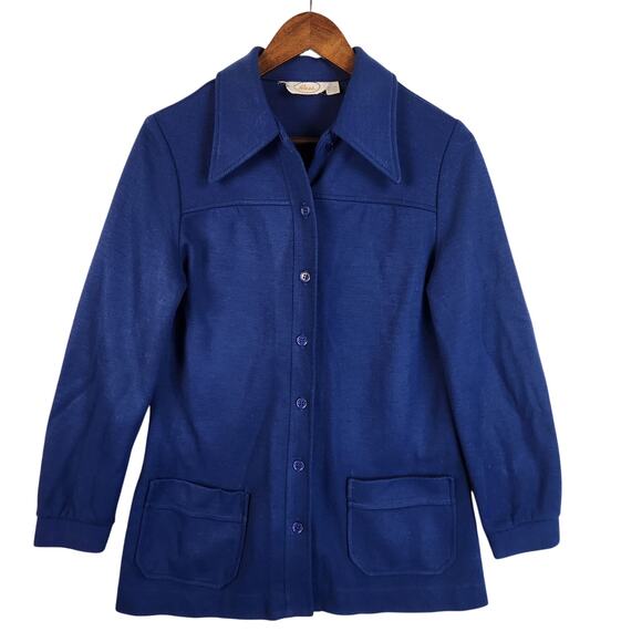 Vintage Russ Merino Wool Caridgan with Patch Pockets Pointed Collar Woman’s SZ L - Picture 1 of 13
